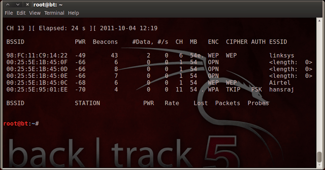 Finding Suiatable Target using airodump-ng mon0