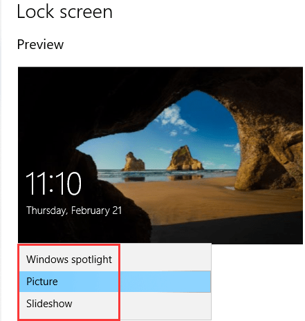 Windows 10 Lock Screen Background - Setting