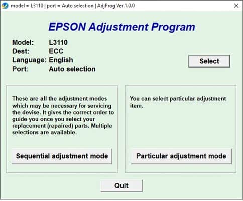 Epson L3110 Adjusment Program