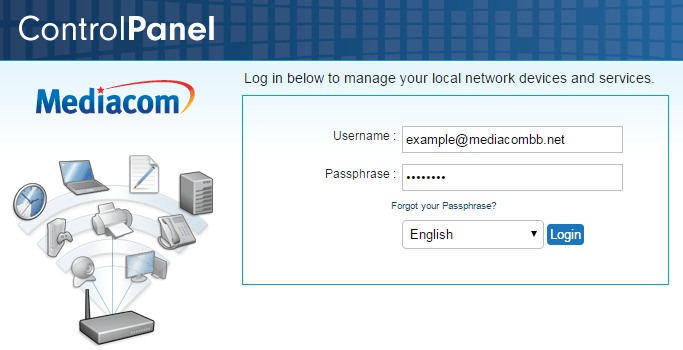 Mediacom Router Login Page
