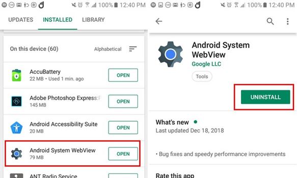 How to Uninstall Android System Webview