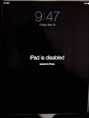 iPad Disabled concet to iTunes error