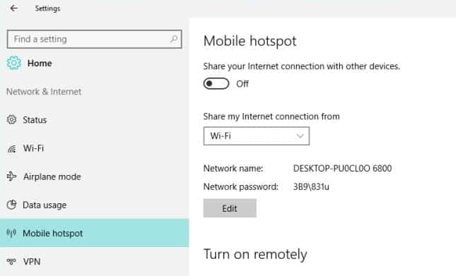 Windows 10 Native Hotspot Creator