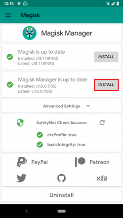 Installing Magisk Manager 