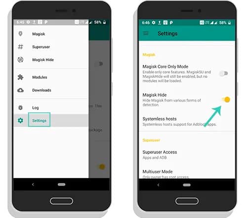 Enable Magisk Hide