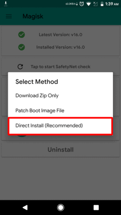 Select Magisk Installation Method