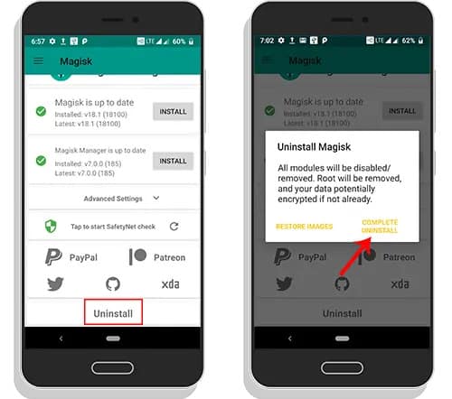 Uninstall Magisk Manager