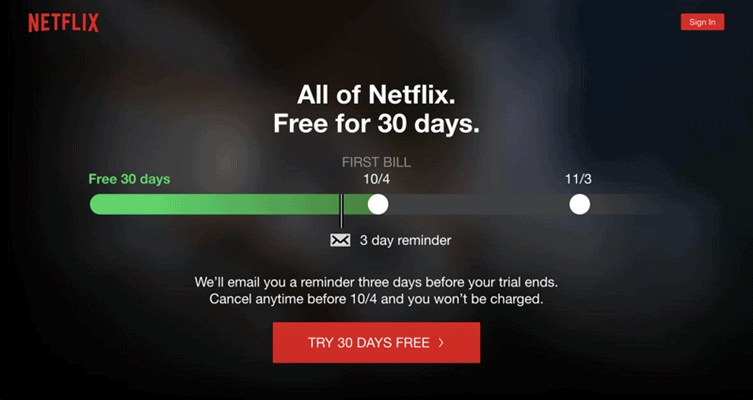 netflix free trial no credit card