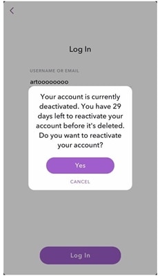 Reactivate Snapchat Account