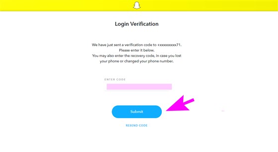 Enter OTP for Snapchat Login verification