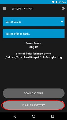 Installing TWRP Recovery Using TWRP App