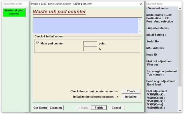 Epson L380 Waste Ink Pad Counter Check