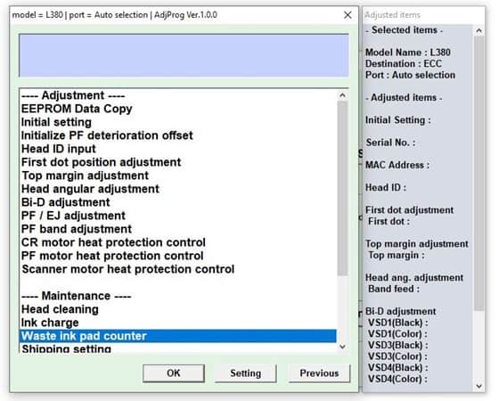 Fix Epson L380 Waste Ink Pad Counter Using Epson L380 Resetter Tool