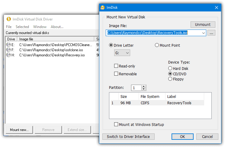 ImDisk Toolkit - Mount ISO Files