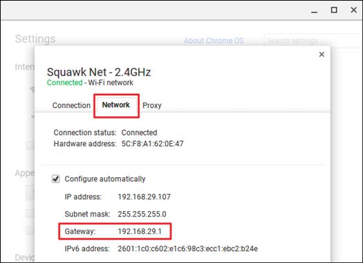 Find Routers IP Address using ChromeOS