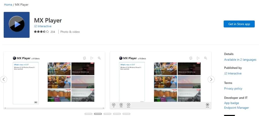 Download MX Player for PC using Microsoft Store