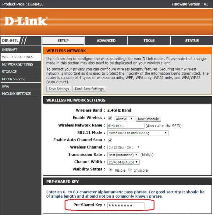 Reset WiFi Password - Change D-link WiFi Password