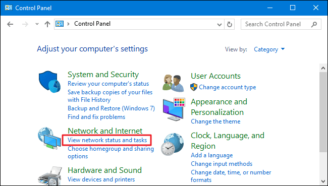 Windows Network and Sharing Center