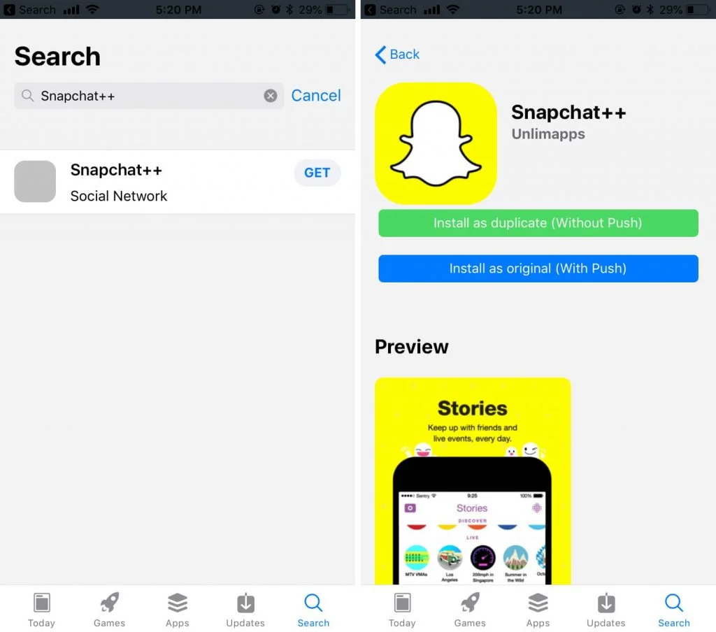 Download Snapchat Plus Plus for iPhone using AppValley
