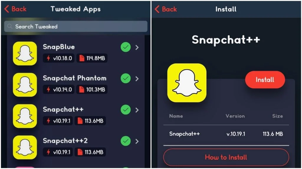 Snapchat Plus Plus in TweakBox Store