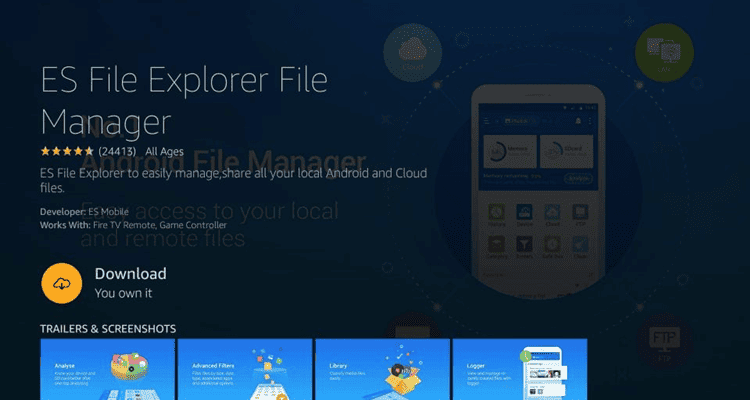 ES File Explorer Installing