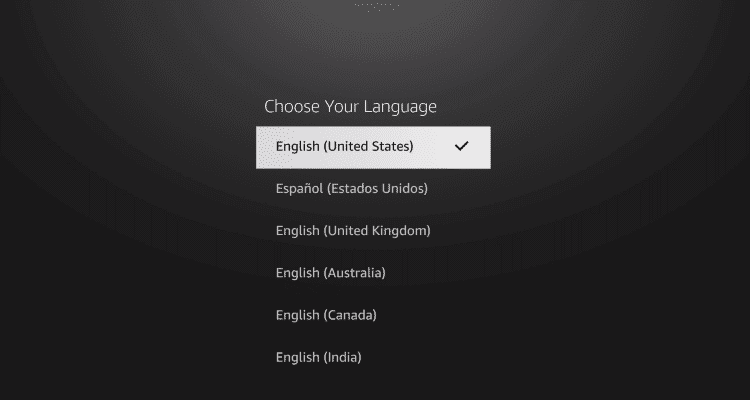 Choosing Language While Setting Amazon Firestick