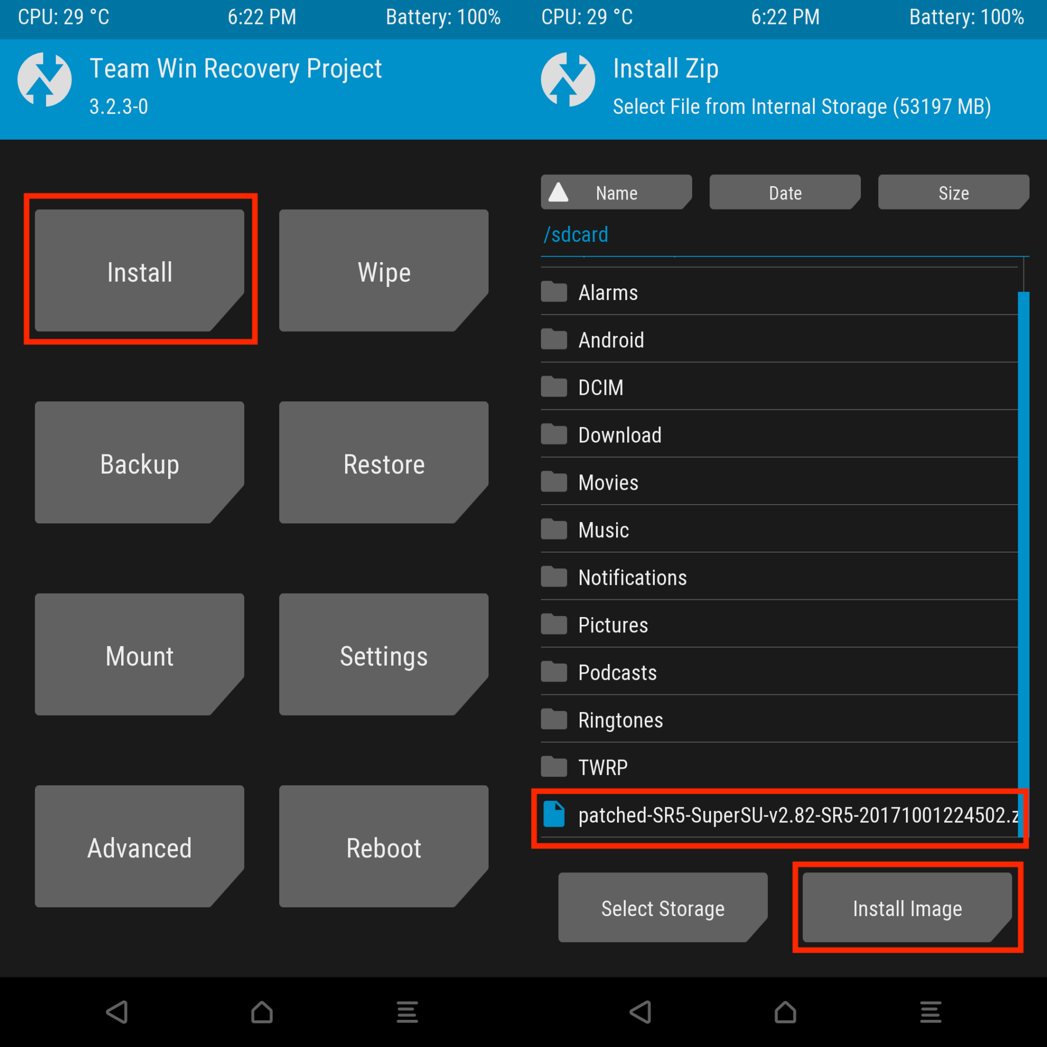 Select SuperSu Zip File to Root Moto G Pure Using TWRP